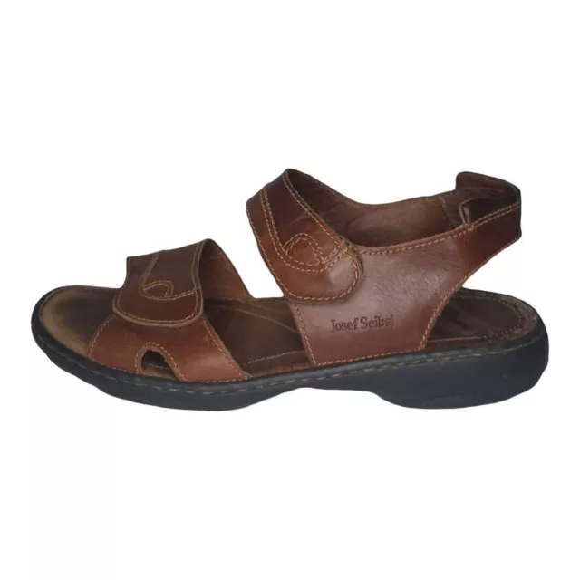Josef Seibel Sandals Women Sz 9 Debra Rip Tape Brown Leather Comfort