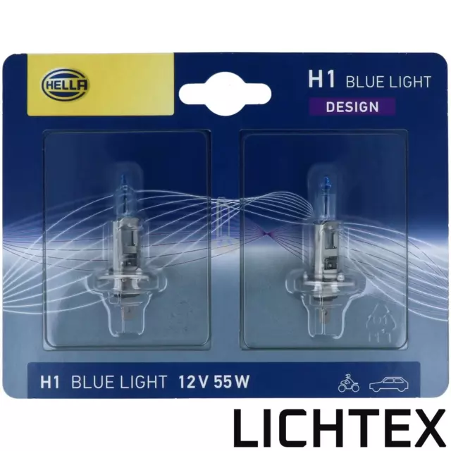 HELLA BLUE LIGHT Scheinwerfer Lampe DESIGN - Stylischer Look Glühlampe H1 H4 H7