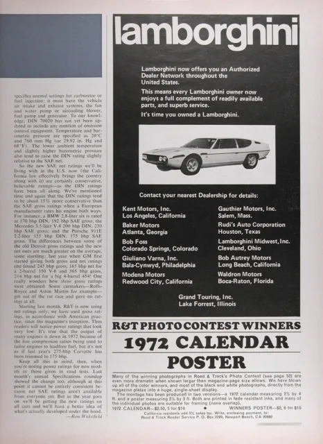 1972 LAMBORGHINI ESPADA Authentic Vintage Ad ~ USA DEALERS ~ FREE SHIPPING!