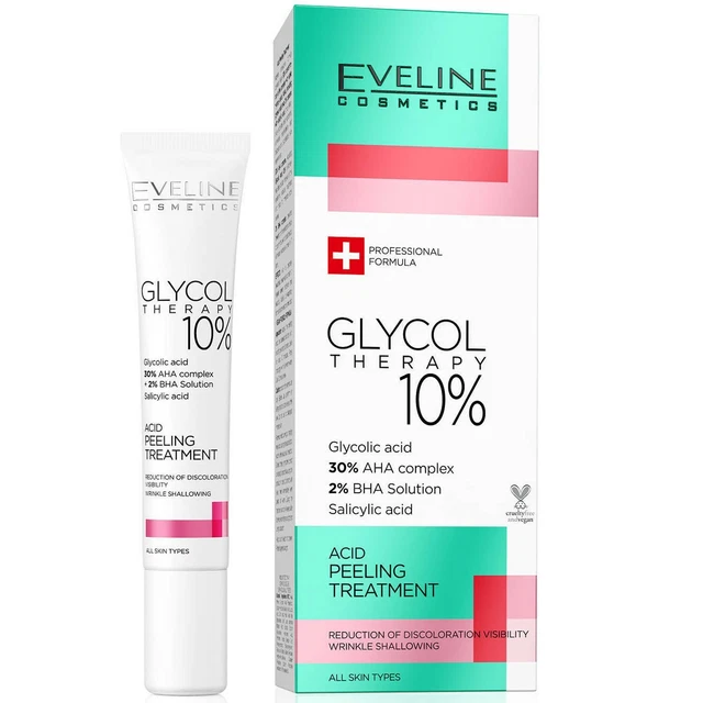 Terapia con glicol EVELINE 10% tratamiento de exfoliación ácida para todos los tipos de piel 20 ml *NUEVO*