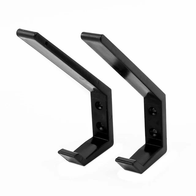 Bedroom Clothes Coat Single Hook Screw Mounted Plastic Wall Hanger Black 2pcs