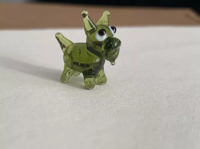 Mini Handmade Green Hippo Lampwork Glass Animal Figure
