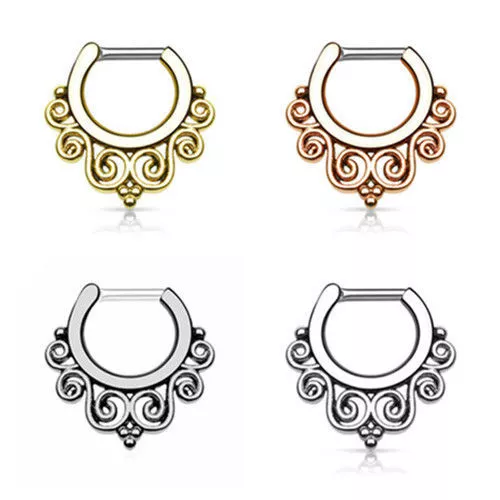 Surgical Steel Hinged Clicker Septum Nose Ring Hoop Body Piercing Jewelry