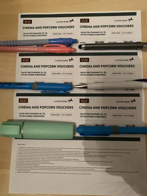 6 x Vue Cinema Tickets and Half Price popcorn valid until 27/11/2024