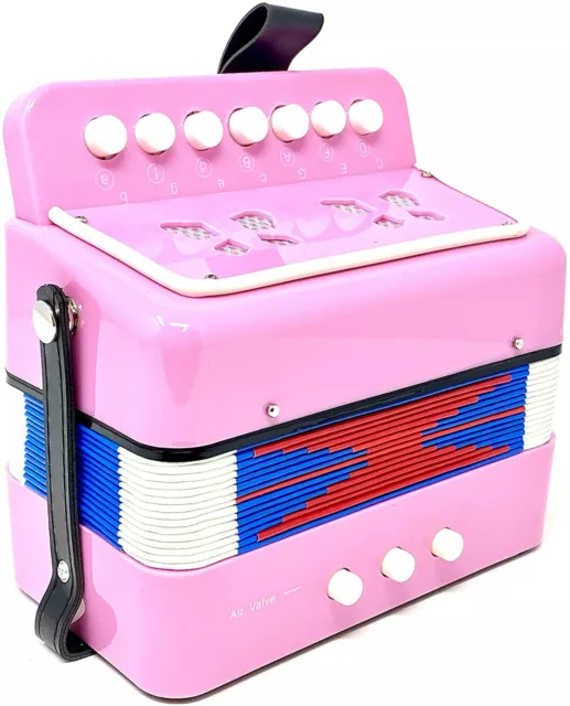 Toy Accordion Musical Instrument Pink Accordian Music Kids Gift Boys Girls Child