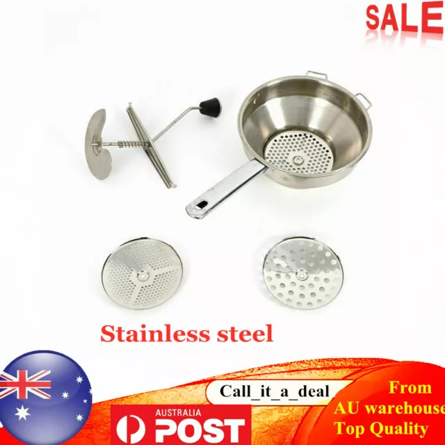 Stainless Steel Food Mill Vegetable Mixer for Baby Food Puree Maker + 3 Discs AU