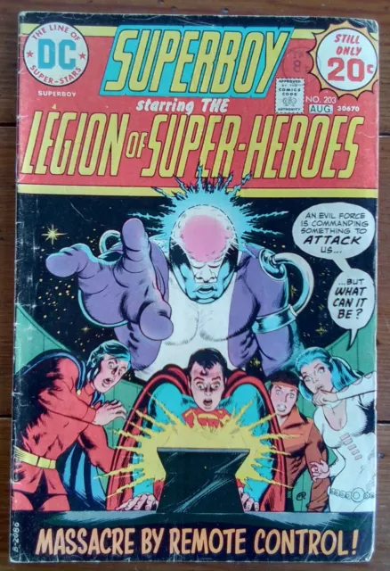 Superboy 203, Starring The Legion Of Super-Heroes, Dc Comics, August 1974, Vg