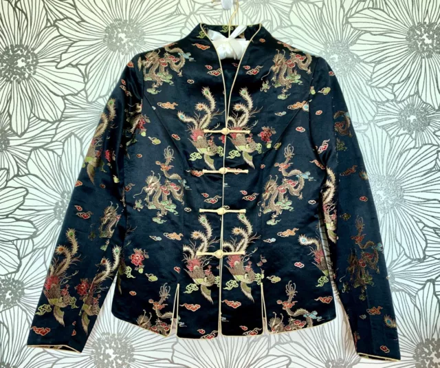 VINTAGE Chinese 100% MULBERRY SILK Embroidery Cheongsam BLAZER Brocade JACKET