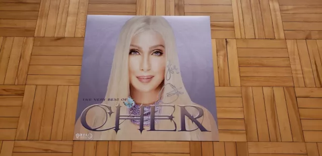 Autographed / Signed  Cher  "The Very Best Of"  original promo poster/flat photo