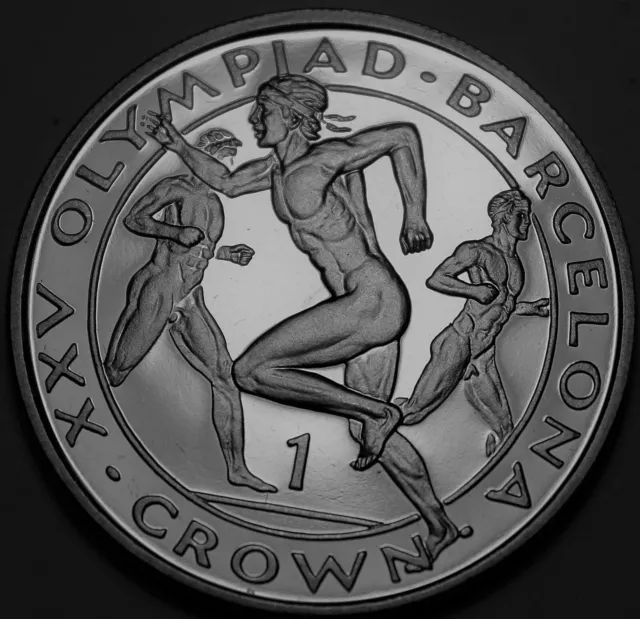 Gibraltar Crown, 1992 Gem Unc~Runners~Barcelona Olympics~Free Shipping