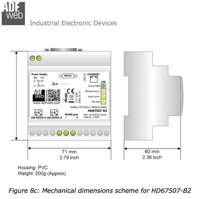 CONVERTISSEUR ADFWEB HD67507-B2 Modbus TCP/IP (esclave)-Modbus RTU ...