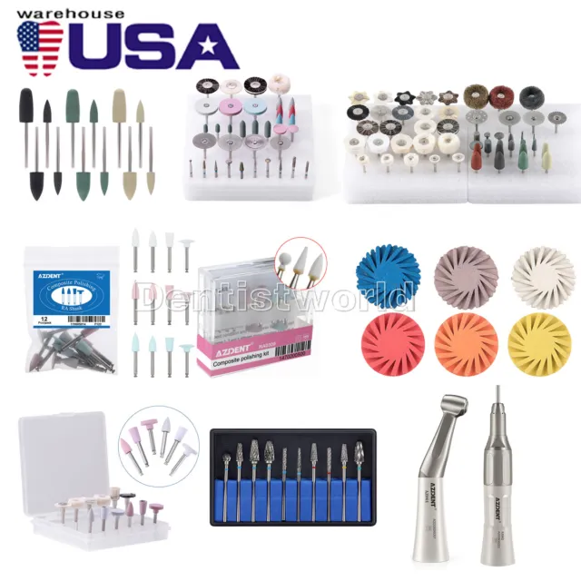 Dental Composite Polishing Kit Diamond RA HP Polisher Burs /Low Speed Handpiece