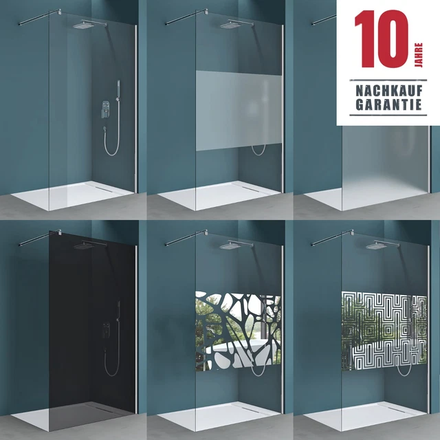 Aica Duschwand 120 Cm, 10 Mm Nano-Sicherheitsglas, Schwarzer Rahmen, 200 Cm Hoch, Spritzwassergeschützt