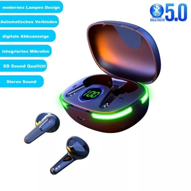 Bluetooth Kopfhörer In Ear kabellos Stereo Ohrhörer Schwarz mit Ladebox TOP