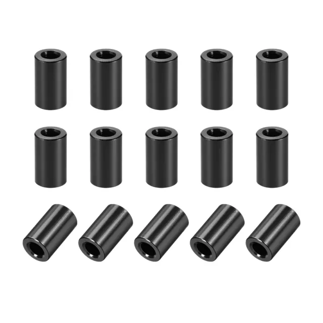 15uds Redondo Aluminio Separador Columna Espaciador 3,1x6x10mm Negro para DIY