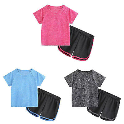 Set abbigliamento sportivo bambini bambine outfits estivi t-shirt + pantaloncini tuta da allenamento
