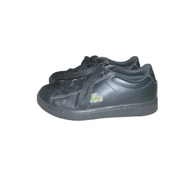 LACOSTE CARNABY EVO Black Faux Leather Trainers Shoes Boys Size 11 $29. ...