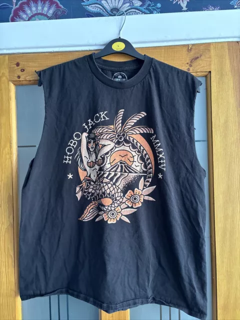 Hobo Jack club Men’s Sleeveless T-shirt XL Black Limited Edition Cotton Mermaid