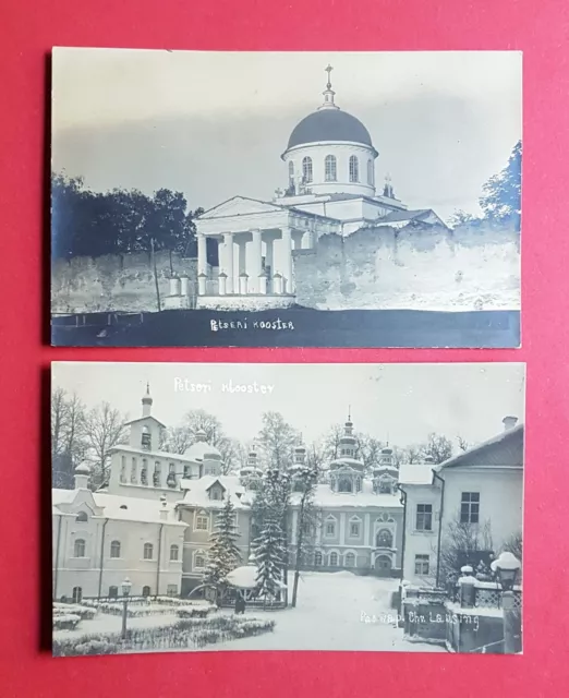 2 x Original Foto AK Estland PETSERI Petschory um 1925 Kloster   ( 35682