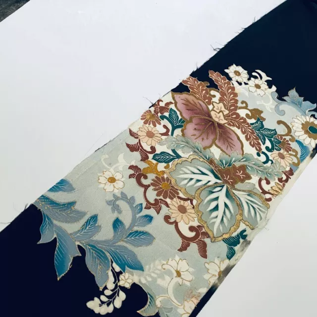 Happiness #E 7x56 Embroidered Hand Painted Antique Tomesode Kimono Silk ToE8