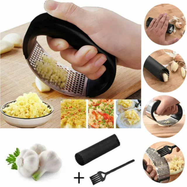 Stainless Steel Manual Rocking Mincer Garlic Press Crusher Kitchen Squeezer