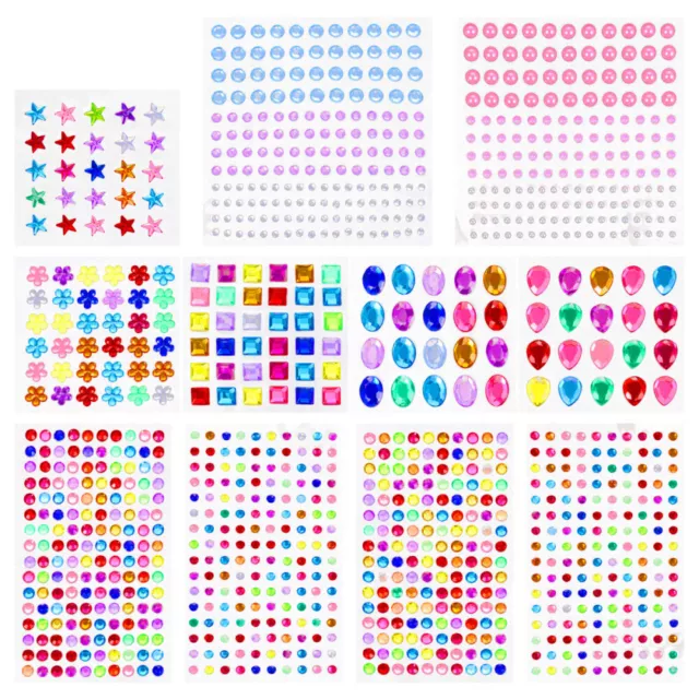 11 Sheets Nail Rhinestone Stickers for Kids Crystal Diamond Applique