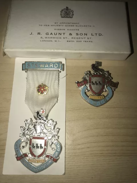 Eb6- 2x Royal Masonic Institution For Girls 1966, Steward Jewel Medal & Badge