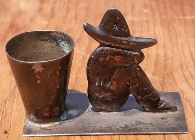 Vintage Mexico Sterling Sleeping Man With Bucket Marked GM Salt-mexico Sterling