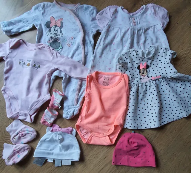 baby girl clothes 0-3 months bundle H&M, minnie disney, dresses, hats