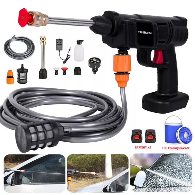 2 Battery Cordless Portable Car High Pressure Washer Jet Water Wash Cleaner Gun