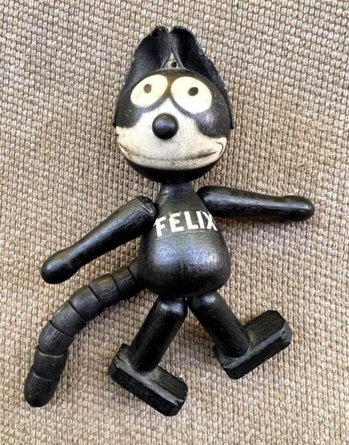 RARE Vintage 1925 Sullivan FELIX THE CAT 4” Wooden String Toy Cartoon Character