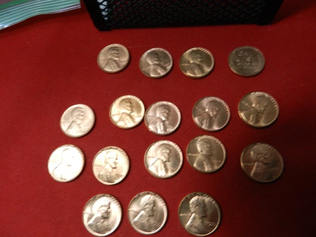 17-1955P Lincoln Wheat Pennies BU RD Some with Errors