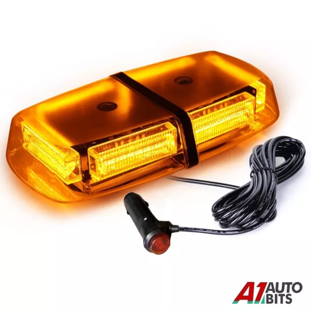 Magnetic 12v Amber Glass Led Vehicle Roof Lightbar Flashing Beacon Strobe Light