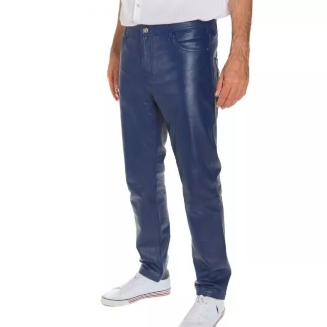 Pantalones de cuero Pantalones de hombre Pantalones Slim Biker Fit Jeans de...