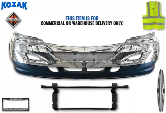 PLASTIC Bumper SET With Fog Lights Holes & Chrome Trim SET International Prostar