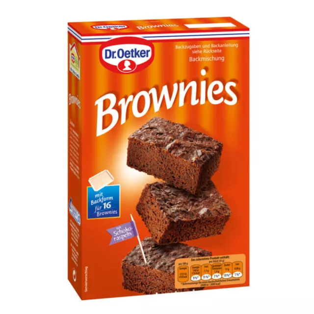 Dr. Oetker Brownies Backmischung Con Molde para Hornear para 16 Brownies