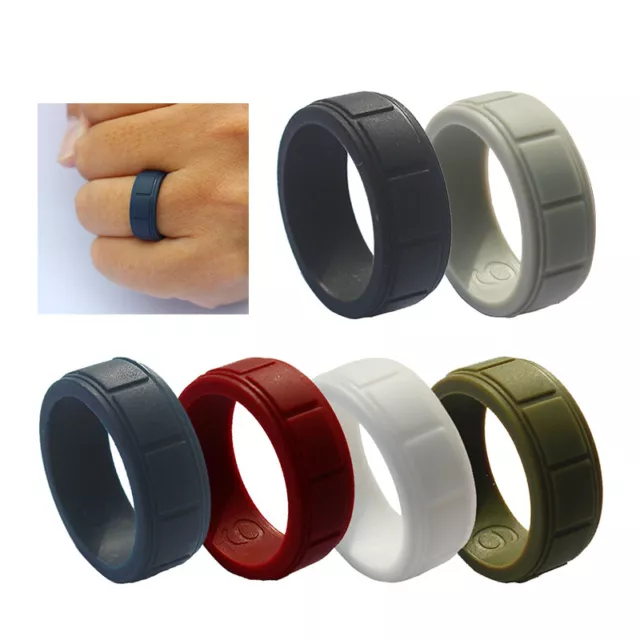 Men's Medical Grade Silicone Wedding Ring Flex Fit Sport Rubber Band Size 8-13