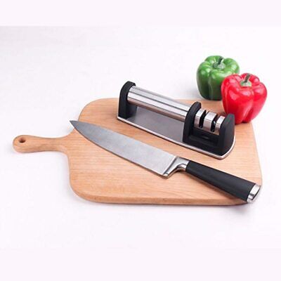 Nuevo afilador de cuchillos acero inoxidable afilador de cuchillos herramienta manual cocina 2 etapas