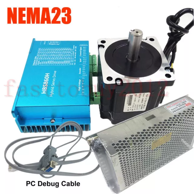 428oz-in Closed Loop Stepper Motor Nema23 3.6NM DSP Drive Power Supply Cable Set