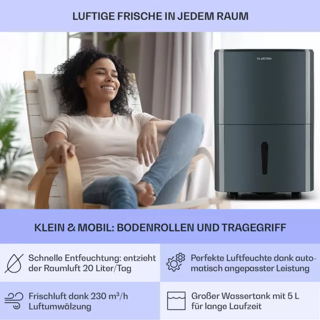 Luftentfeuchter Bautrockner Raum Entfeuchter 420 Watt Dehumidifier 20 Liter/Tag 2