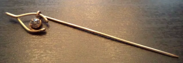 Antique Victorian 1800'S Gold Filled Lucky Wishbone 2 3/4" Stick Pin!!! G977