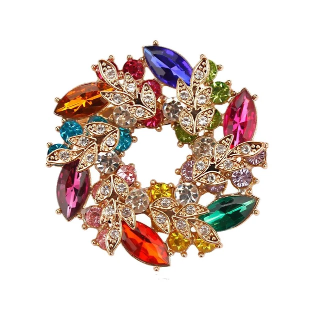 broche arbre de vie avec strass colorés
