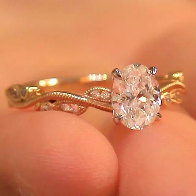 0.80Ct Art Deco Engagement Ring 14k Yellow Gold Plated Wedding Classic Ring Gift