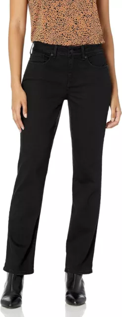 nYDJ Women's Petite Size Marilyn Straight Leg Jeans PBDMMS2299 Black 6P