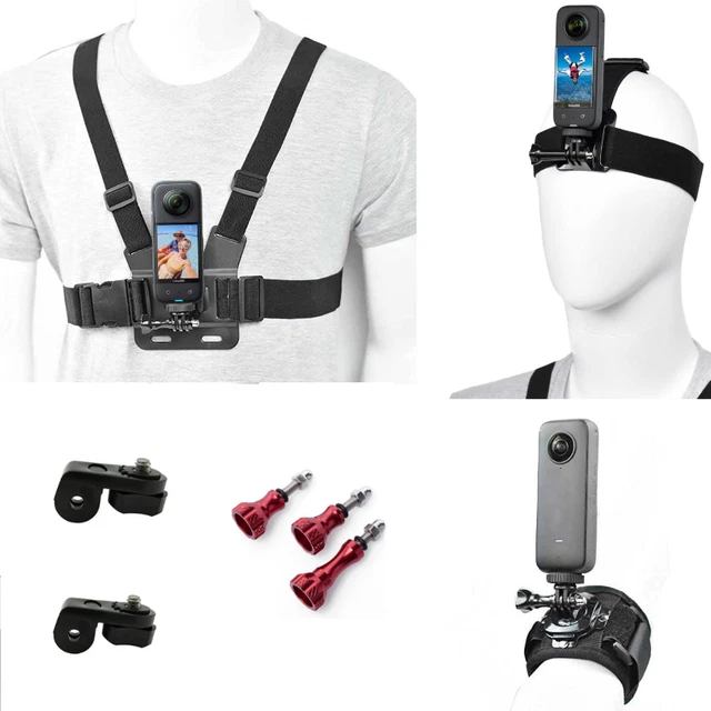 Juego de accesorios para Insta360 ACE Pro ONE X3 X2 X RS R GO 3 2, ontaje de correa de cabeza Juego de accesorios para Insta360 ACE Pro ONE X3 X2 X RS R GO 3 2, ontaje de correa de cabeza