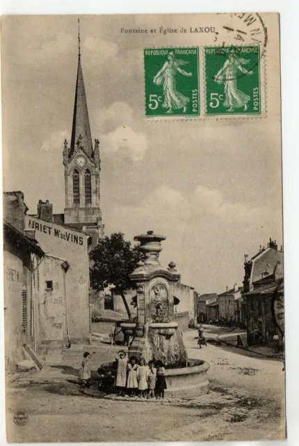 LAXOU - Meurthe et Moselle - CPA 54 - la fontaine et l'église