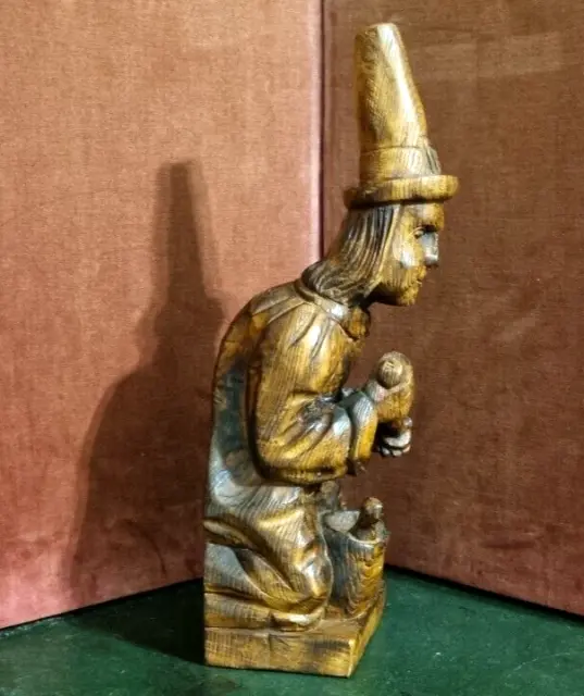 Druid wizard witch wood carving Vintage french architectural salvage 3