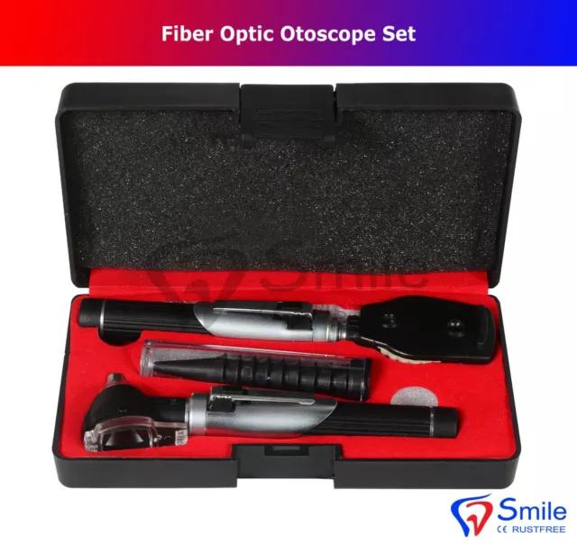 Premium Fiber Optic Otoscope Ophthalmoscope Examination LED Diagnostic ENT SET 2