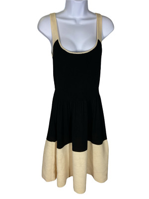 Kate Spade Black Beige Color Block Sleeveless Sweater Dress Size Small FLAW