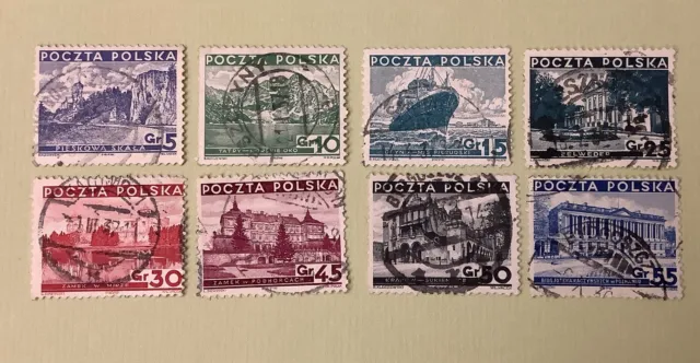 Briefmarken Polen 1935 MiNr. 301-306 +308/09 Gestempelt Guter Zustand